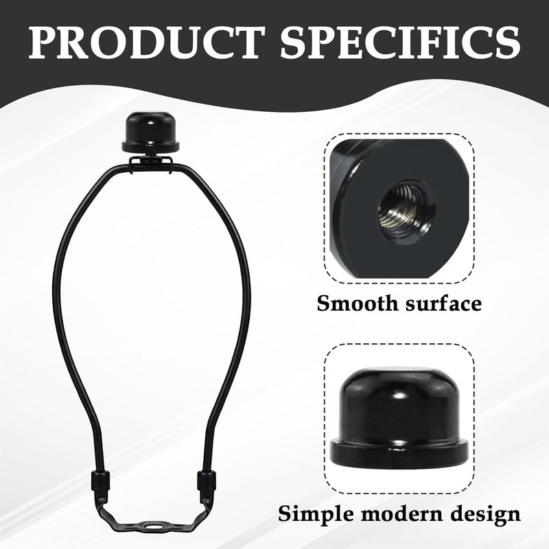 MARRTEUM 1/2 Inch Tall Lamp Finial Tapped 1/4-27 Knob Lamp Accessories for Lamp Shade Holder Harp Tops, Black, 2PCS - Image 3